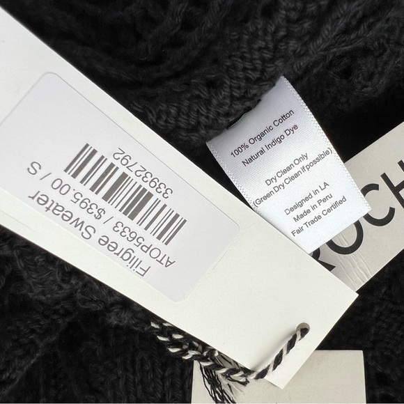 NWT St.Roche Filigree Floral Knit Crochet Sweater Peplum Pullover Top Black S - Picture 12 of 13